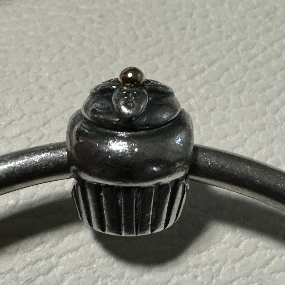 Pandora Silver Cupcake Charm with Gold Accent